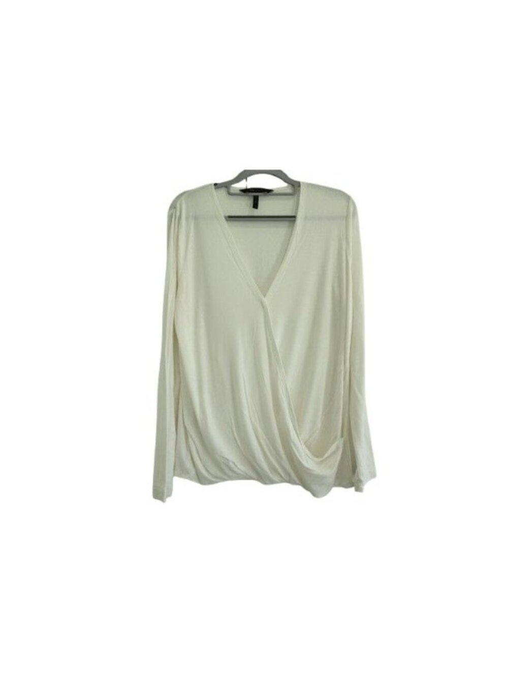 BCBGMAXAZRIA Cathryn Draped Surplice Long Sleeve Jersey Knit Faux Wrap Top Sz M